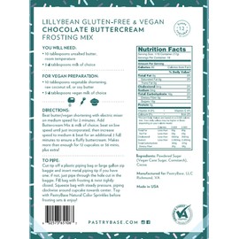 LillyBean Gluten Free Chocolate Buttercream Frosting Mix with No Artificial Colors - Dairy and Soy Free, Vegan Cocoa Icing for Decorating Cakes, Cupcakes, Cookies - 11 oz
