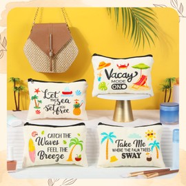 Kacctyen 16 Pcs Beach Makeup Bag Summer Cosmetic Bag Bulk with Zipper Portable Beach Essentials Kit Survival Kit Travel Make up Pouch Storage Pouch for Women Large Capacity Gift Travel Accessories