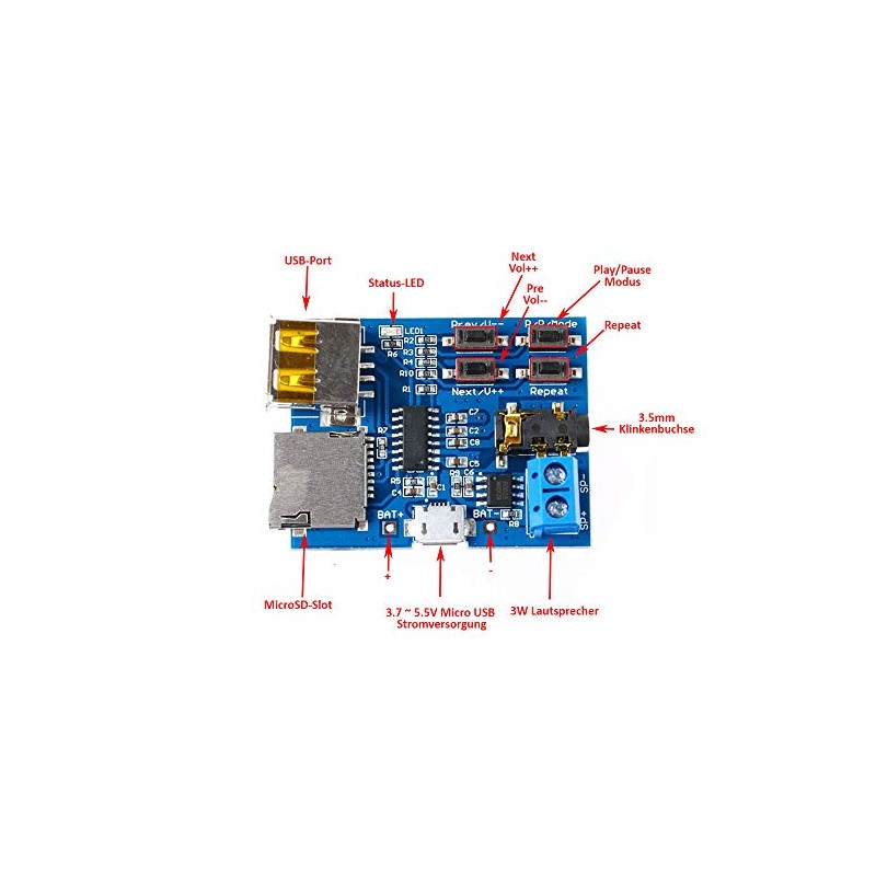 MakerMind MP3 Audio Module SD Card USB Decoder Amplifier Player