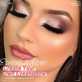 Quad Eyeshadow Makeup Palette, Champagne Rose Pink Dark Brown Bronze Gold Eyeshadow, Velvety Pigmented Blendable Matte & Shimmer Finishes, Long Lasting Waterproof，Featuring A Built-In Mirror,0.31 Oz