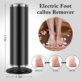 Electric Foot Callus Remover,Powerful Electric Foot File, Professional Adjustable Speed Predicure Tool with 60 Pcs Replacement Sandpaper Discs for Dead Skin and Calluses-Black