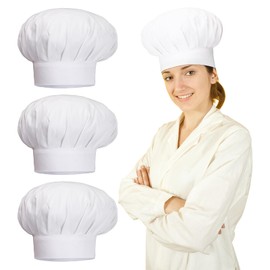 3 Pack Kids Chef Hats, Adjustable White Elastic Cotton Chef Caps for Cooking, Baking, Parties, School, and Home - Perfect for Little Chefs!