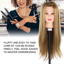 Mannequin Head, Portable with Hair High Temperature Fiber Cosmetology Doll Head, for Curling Weaving