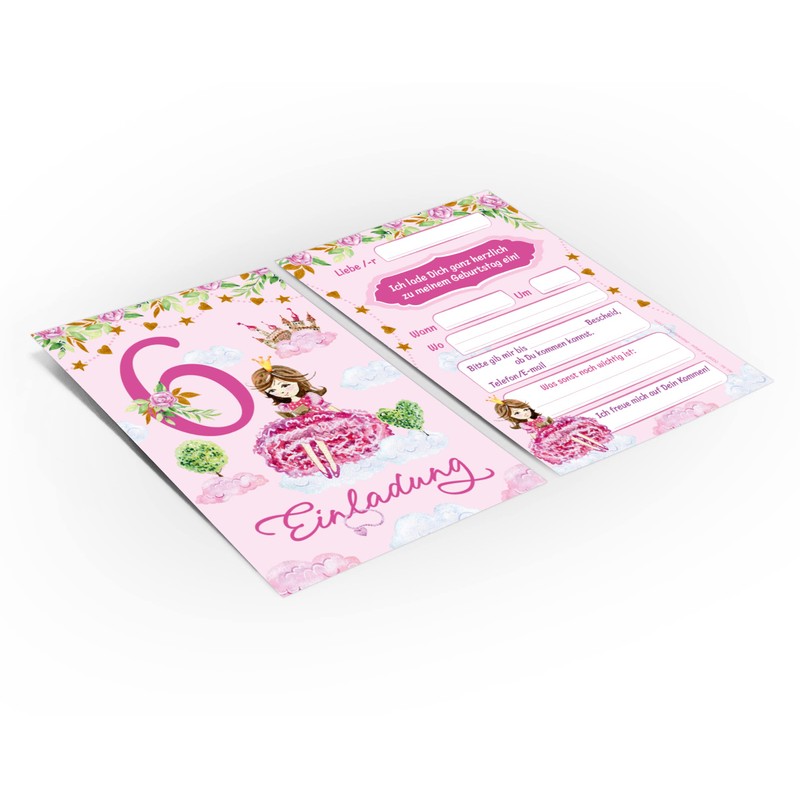 12 Invitation Cards for 6th Children's Birthday Party Invitation for