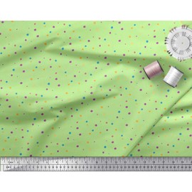 Soimoi Green Rayon Fabric Colorful Dots Print Fabric BTY 56 Inch Wide