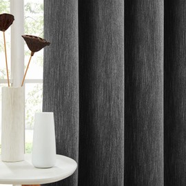 Melodieux Elegant Cotton Room Darkening Blackout Curtains for Living Room Bedroom Thermal Insulated Privacy Grommet Window Curtain Panels, 52 by 84 Inch, Black(1 Panel