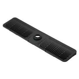 Qinthory Sink Protector Silicone Faucet mat for Kitchen Sink, Handle Drip Catcher Tray, Dish Soap Sponge Holder, Drying Mat for Bathroom Kitchen Sink Splash Guard Accessories (Black, Large)