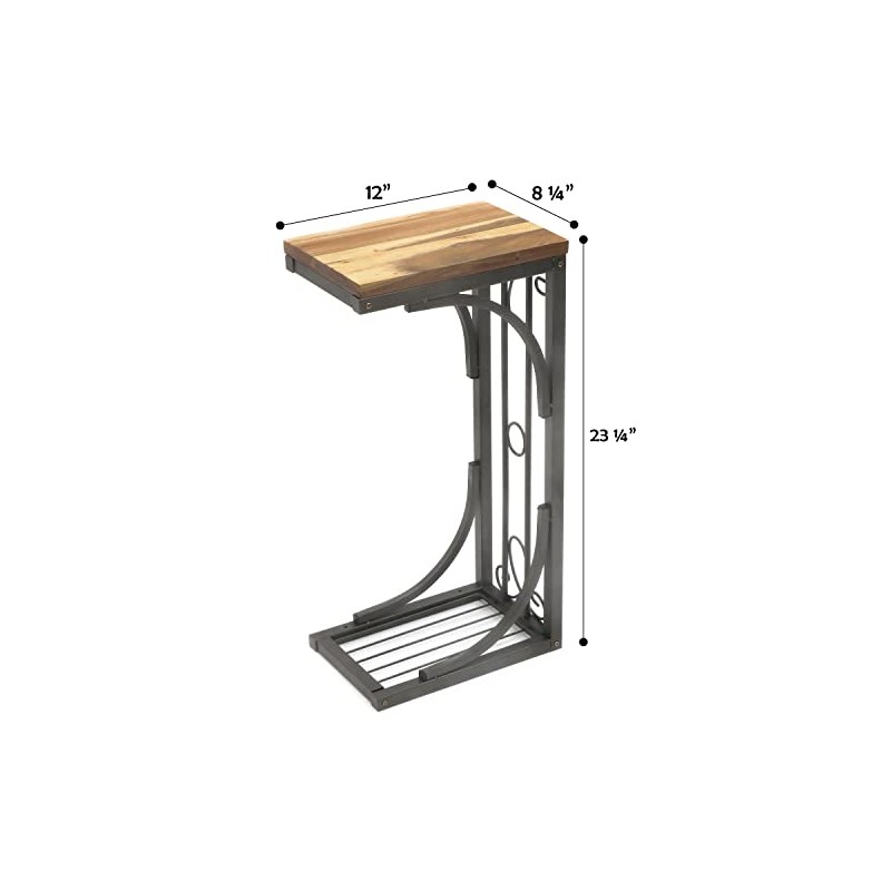 Trademark Innovations 2’ Side Sofa Snack Table with Acacia Wood