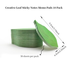 Creative Leaf Sticky Notes, 500 Sheets, 10 Pack, Green Memo Pads Funny Post It Notes Paper Sticky Note Writing Pads for Office School Supplies Classroom Wall/Photo Wall Decoration
