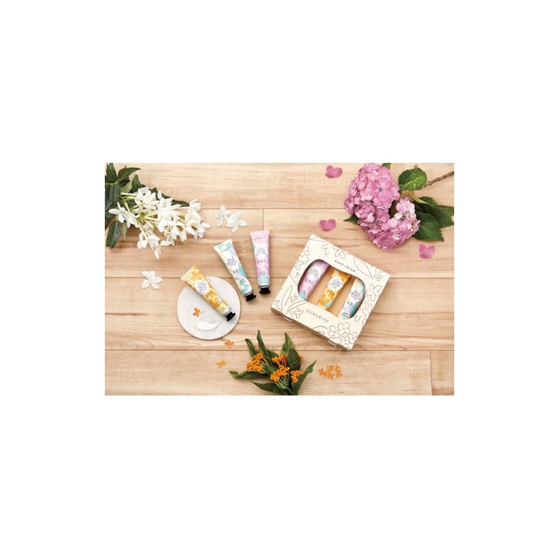 Yururito Loose Hand Cream Set of 3 (Rainbow Hydrangea, Osmanthus