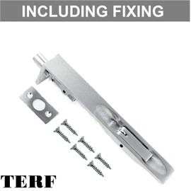 TERF® Heavy Duty Polished Chrome Flush Bolt 150mm [6''] Slide Door Bolt Latch Lock Concealed Door Flush Bolt Security Lever Action including Fixing Screw - Pack of 1