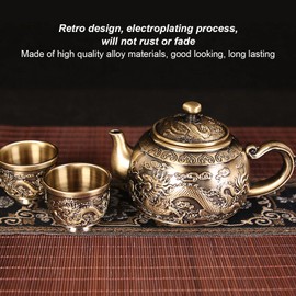 Moroccan Tea Set Teapot Vintage Exquisite Metal Luxury Embossed Pattern Moroccan Tea Set with Cups Plate for Table Decoration
