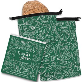 THINK4EARTH 2 Packs Bread Bags, Bread Bags for Homemade Bread Loaf, Freezer Bread Storage Bag, Bread Container, Reusable Food Storage Bag, Large Bread Bags for Homemade Bread (Green)