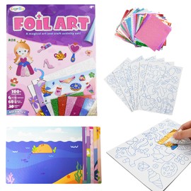 Coriver Foil Art Fun Kit, Paper Art Set, Arts Crafts for Kids, Activity Creative Travel Toys, DIY Crafts Gift for Easter Birthday Christmas 4+ Girl Boy