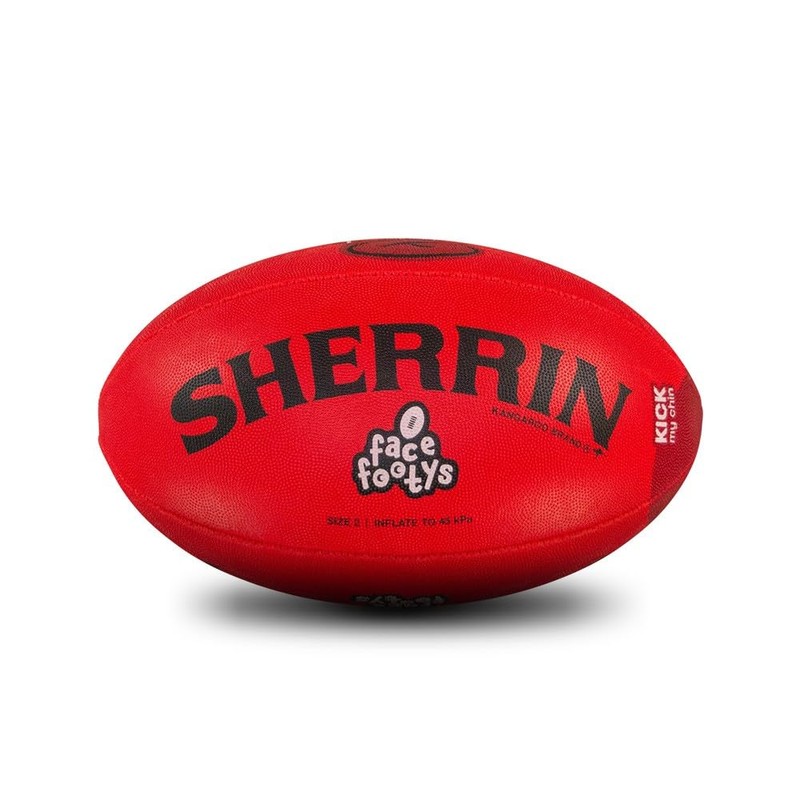 Sherrin Face Footys All Surface Football, Red, Size 2