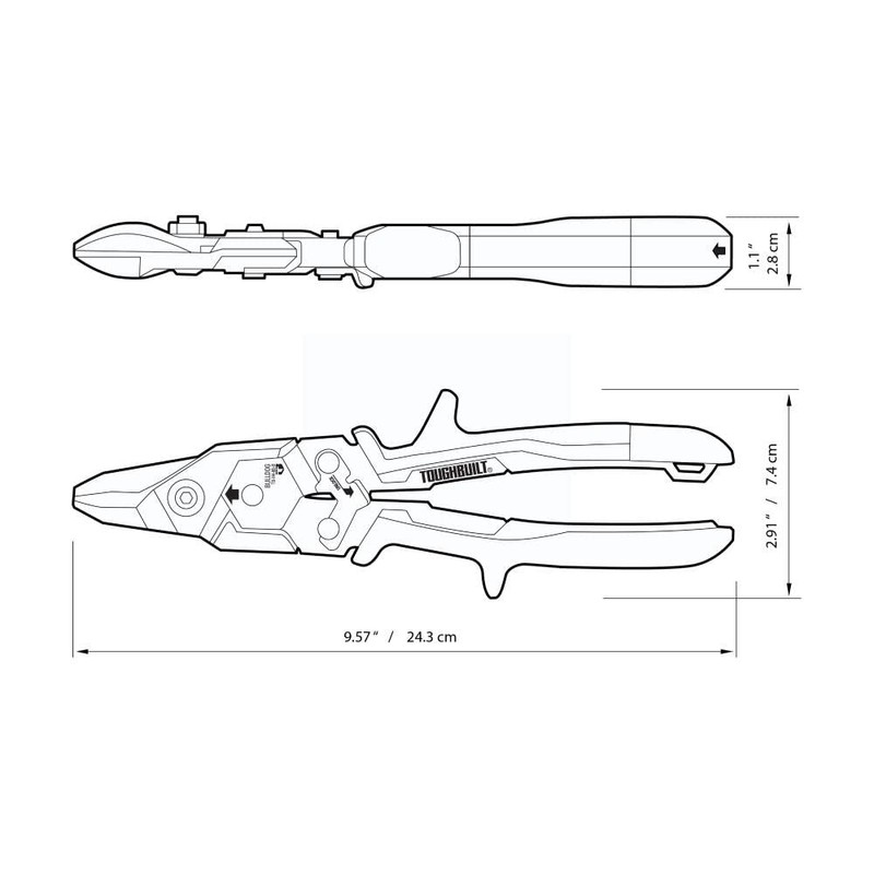 ToughBuilt - Bulldog Cut Aviation Snips - One Handed Lock
