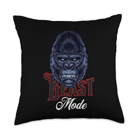Gorilla Mode Silverback Gym Animal Workout Fitness Lifting Throw Pillow