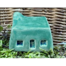 GlensheePottery Handcrafted Ceramic House Original Wee Bothies Seamist Homedecor Gift Scoltand, Green