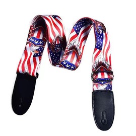 FoGooxr Guitar Strap Classic Jacquard Embroidered Cotton Straps with Genuine Metal Buckle for Bass, Electric & Acoustic Guitars (Rock American Flag)