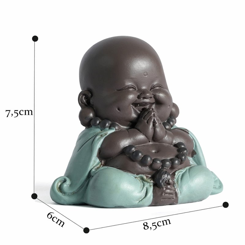 JUJOYBD Small Laughing Buddha, Cute Monk Statue, Ceramic Ornaments Figure,