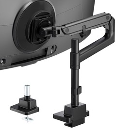 monTEK 17-57 Inch Ultrawide Monitor Arm for Up to 59.4lbs Screens, Aluminum Heavy-Duty Gas Spring Single Curved Screen Adjustable Monitor Stand,75/100mm Vesa Mount, Black