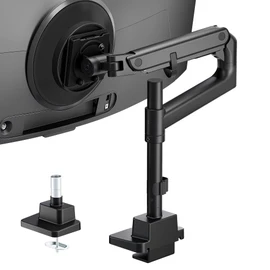 monTEK 17-57 Inch Ultrawide Monitor Arm for Up to 59.4lbs Screens, Aluminum Heavy-Duty Gas Spring Single Curved Screen Adjustable Monitor Stand,75/100mm Vesa Mount, Black