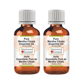 Greenwood Essential Pure Mentha Zitrata Essential Oil (Mentha Citrata) Natural Therapeutic Quality Steam Distilled (Pack of Two) 100 ml x 2 (6.76 oz)