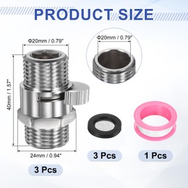 sourcing map G1/2" Male x Male Shower Shut Off Valve, Brass Water Flow Control Valve for Shower Head with Hose Flow Restrictor, Silver