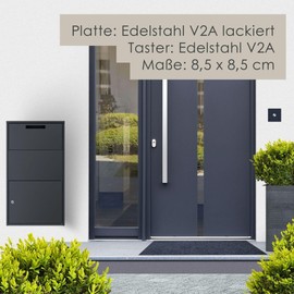 MOCAVI Ring 186 Doorbell Anthracite Quality Bell Plate with Stainless Steel Button Surface-Mounted Bell Square (8.5 cm) Doorbell Plate Grey (RAL 7016) Modern, Weatherproof, Matte, German Brand Quality