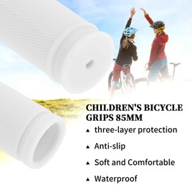 BULLSPANN 2PCS Bicycle Grips 85mm Ergonomic Design Rubber Kids Bicycle Grips with Safety Impact Protection for Tricycle Kids Balance Bike White