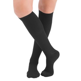Collections Etc Women's Compression Trouser Socks Pair, Firm 20-30 mmHg, Black, Medium - Made in The USA