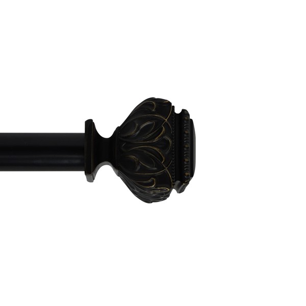 Jeco 7CR-B08 Peony Adjustable Single Curtain 36" to 72"-Black, Rod