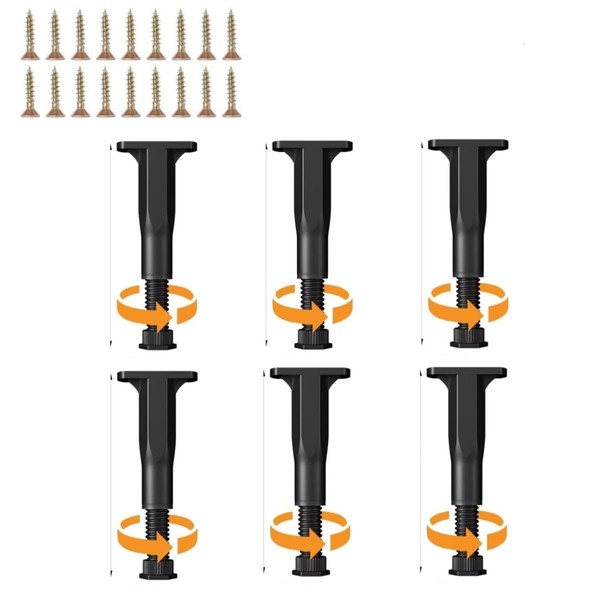 XHYdamile 6Pcs Adjustable Height Bed Support Legs, 5.3-8.6Inch for King