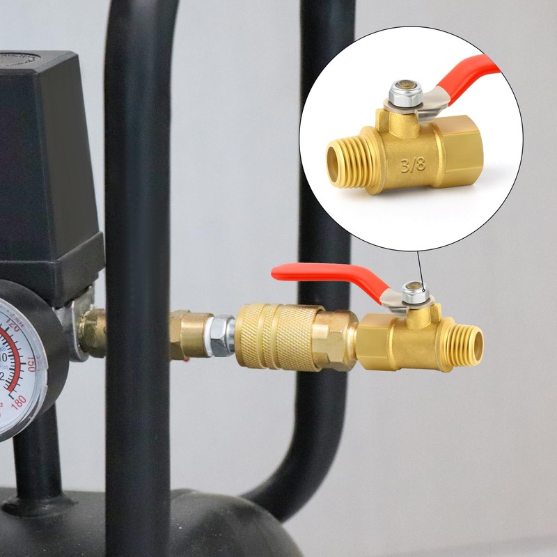GASHER 3PCS 3/8 Inch Brass Mini Ball Valve Shut Off