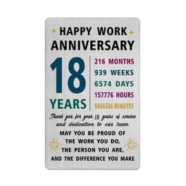 Richesele 18 Years Work Anniversary Card - Thank You 18 Year Work Service Gifts - Happy 18th Work Anniversary Decorations