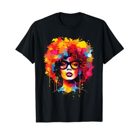 Womens Black Queen Dripping Afro Melanin Juneteenth T-Shirt