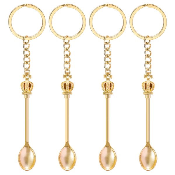4PCS Mini Spoon Keychain Metal Tiny Spoons Small Spoons for