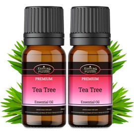 Essican Purelife Tea Tree Essential Oils Set 10ml x 2 – 100% Natural Therapeutic Grade Tea Tree Oil for Skin, Hair, Face, Toenails, Scalp & Piercings – Pure Tea Tree Oil for Aromatherapy and Home Use