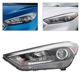 QUEWATSA Front Headlights for 2016-2018Hyundai Tucson, Halogen LED DRL Headlight, Left Headlight Assembly Black Housing Clear Lens Headlights (Left Driver Side)