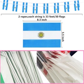 Krmkot Argentina Argentine String Flag Pennant Banner, Small Mini Argentina Argentine Bunting Banner National Country Decoration for School, Party, Patriotic Festival, 66 Feet 60 Flags