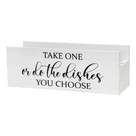 All the Rages Wood Kitchen Organizer L "Take One or do the Dishes.." Black Script - White Wash