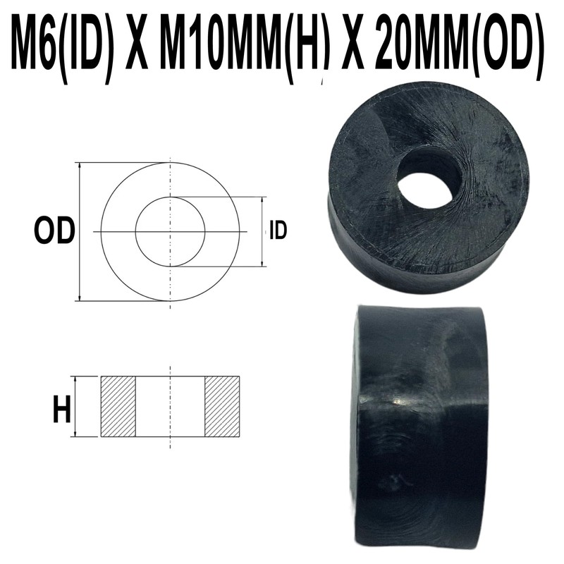 M6 Black Nylon Wide Spacers Standoff Washers ID(internal Diameter) 6.4mm,