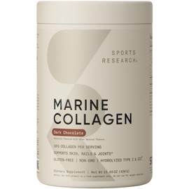 Sports Research Marine Collagen Peptides - Beauty Collagen Supplement for Women & Men - Post Workout Recovery Protein Powder with Vital Amino Acids for Hair, Skin, & Joint Support (Dark Chocolate)