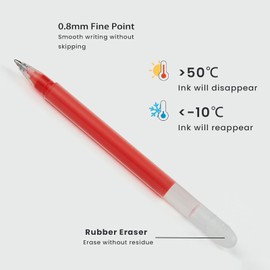 Volcanics Erasable Gel Ink Pens 20 Pack – 7 Black, 7 Blue, 6 Red Heat Erasable Gel Pens, Smooth Writing, No Refill Needed, No Smudge, for School, Office, Journaling, Note Taking