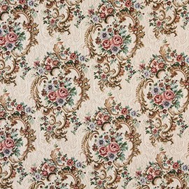 Discounted Designer Fabrics Green Blue and Burgundy Floral Tapestry Upholstery Fabric by The Yard - SKU: Beckett Jewel
