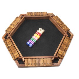 AMEROUS Upgraded 1-6 Players Shut The Box Dice Game, Wooden Board Table Math Game with 16 Dice, Rules, Board Game for Kids Adults, Family Classroom Home Party or Pub