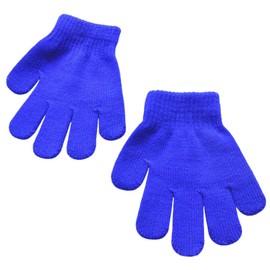BaiX Little Kids Solid Winter Knitted Full Finger Gloves, 3-6 Years Old, Royal Blue