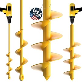 Nafogar Garden Auger Drill Bit for Planting - Pack of (2) - 2”x14.5” & 3.5”x16” – Garden Spiral Hole Digging for Planting, Bulbs, Bedding Plants & More - Compatible with 3/8 Inch Hex Drive