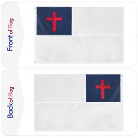 Christian 5x8 Feet Flag - Embroidered 210D Nylon with Sewn Panels