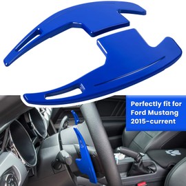 E-cowlboy Steering Wheel Shift Paddle Extended Shifter Trim Cover for Ford Mustang 2015 2016 2017 2018 2019 2020 2021 2022 2023 Interior Decoration Accessories Aluminum Alloy (Blue 2PCS)